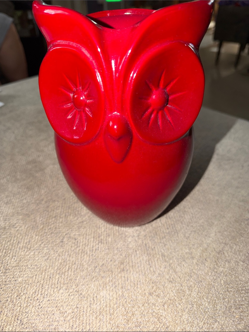 Glossy Red Ceramic Owl Vase - Decorative Home Accent